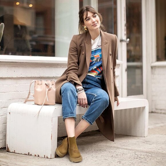 Brown Women's Chelsea Ankle Booties - Comfortable Slip-On with Lug Sole & Heel - Picture 5 of 7